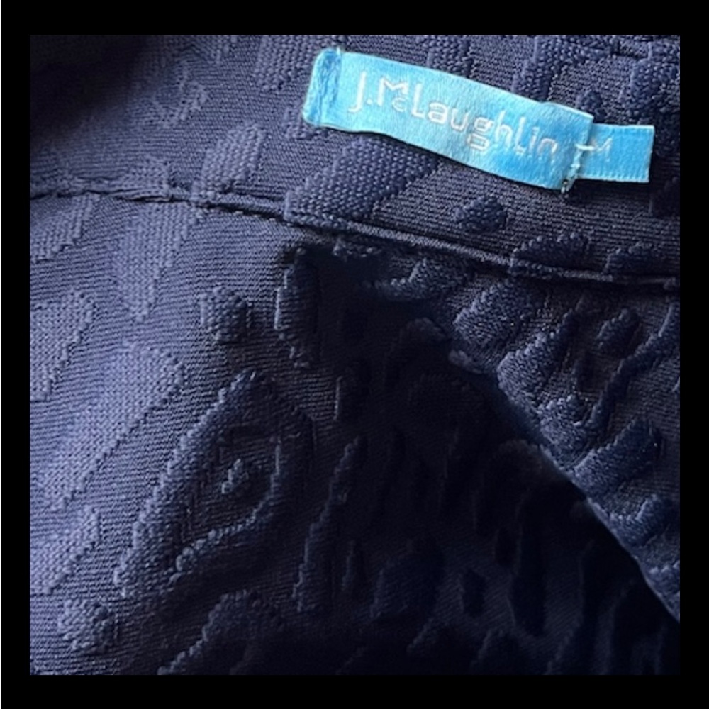 J MCLAUGHLIN Yolanda Dress Navy Blue Textured Jacquard Shift Knee Length - Picture 7 of 9